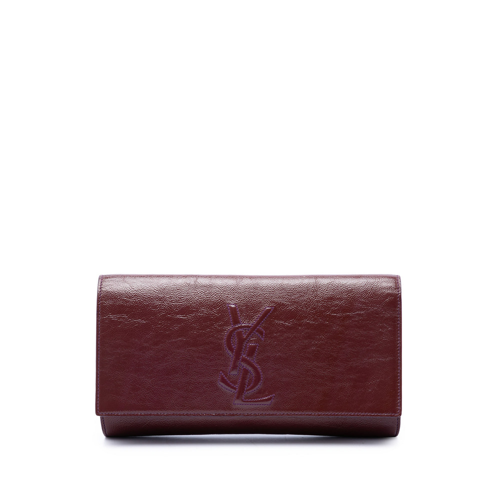 Pre-Loved Saint Laurent Large Textured Patent Monogram Belle De Jour Clutch